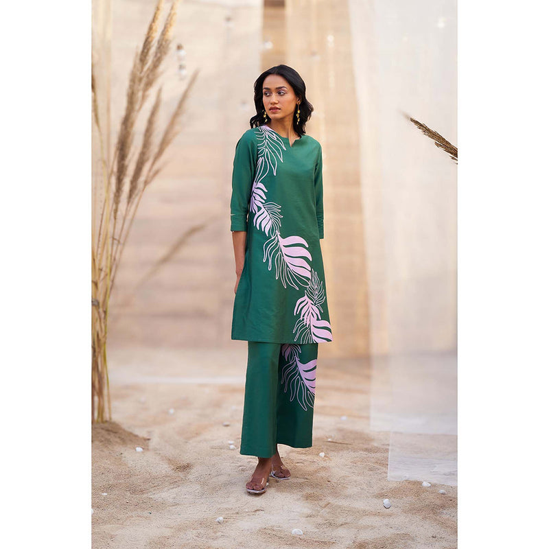 Charkhee Green Big Motif Co-Ord (Set of 2)