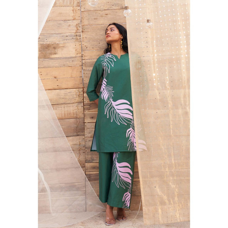 Charkhee Green Big Motif Co-Ord (Set of 2)
