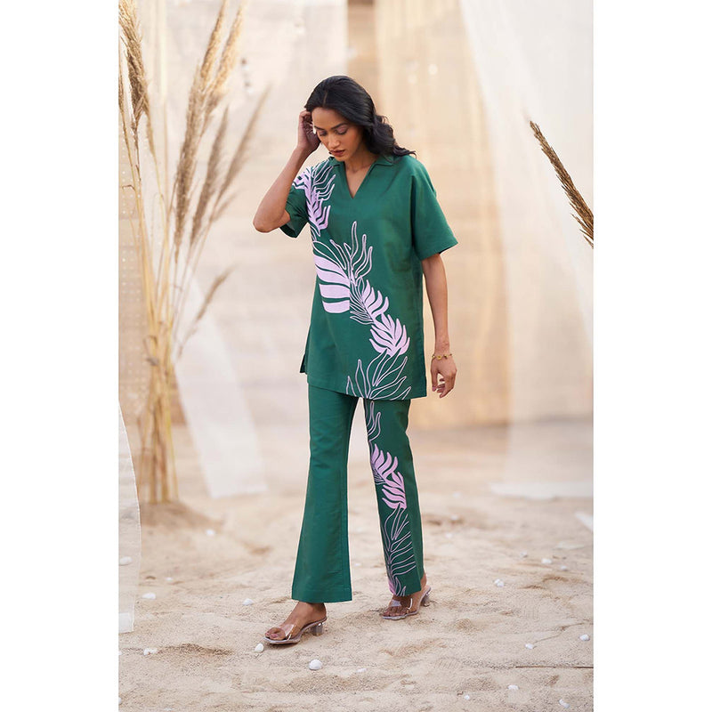 Charkhee Green Big Motif Co-Ord (Set of 2)