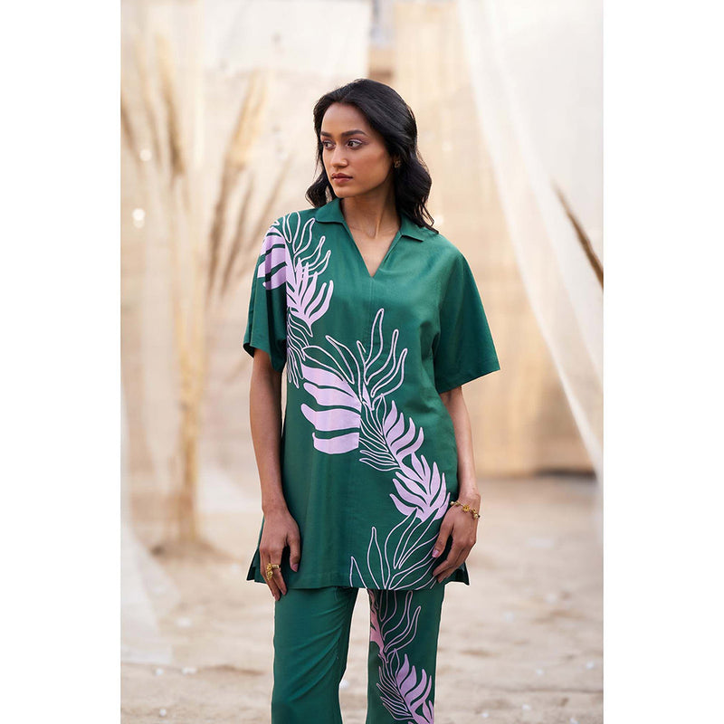 Charkhee Green Big Motif Co-Ord (Set of 2)