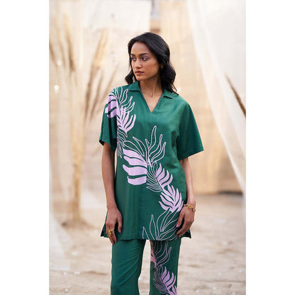 Charkhee Green Big Motif Co-Ord (Set of 2)