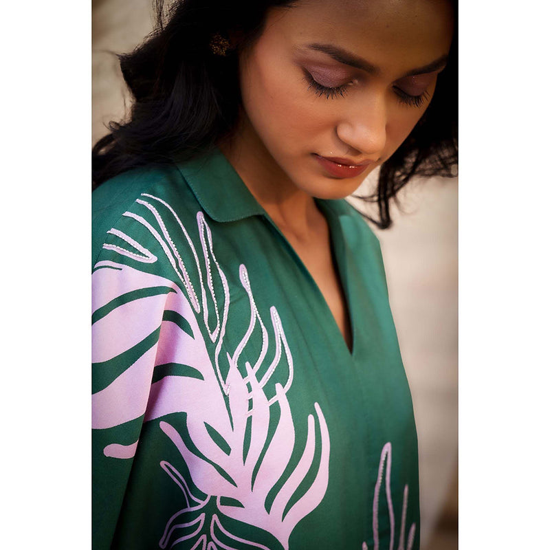 Charkhee Green Big Motif Co-Ord (Set of 2)