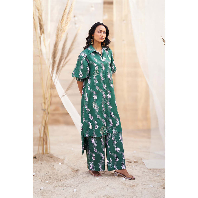 Charkhee Green Hi Lo Printed Co-Ord (Set of 2)