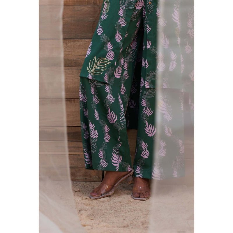Charkhee Green Hi Lo Printed Co-Ord (Set of 2)