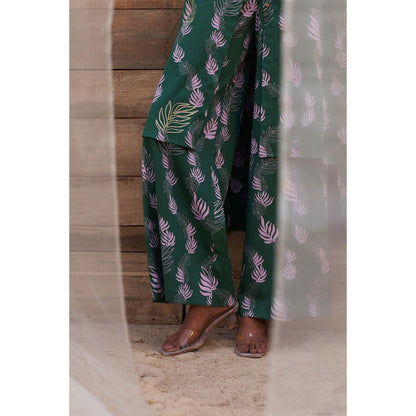 Charkhee Green Hi Lo Printed Co-Ord (Set of 2)
