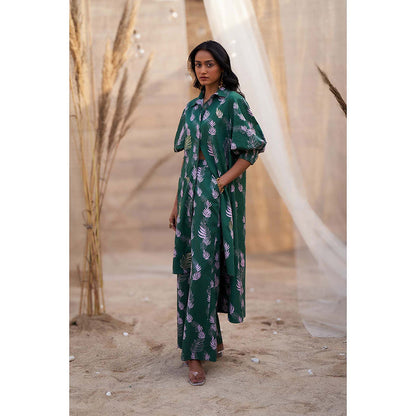 Charkhee Green Hi Lo Printed Co-Ord (Set of 2)