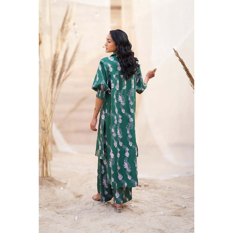 Charkhee Green Hi Lo Printed Co-Ord (Set of 2)
