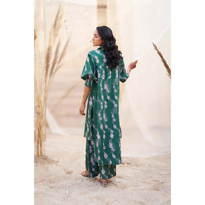 Charkhee Green Hi Lo Printed Co-Ord (Set of 2)