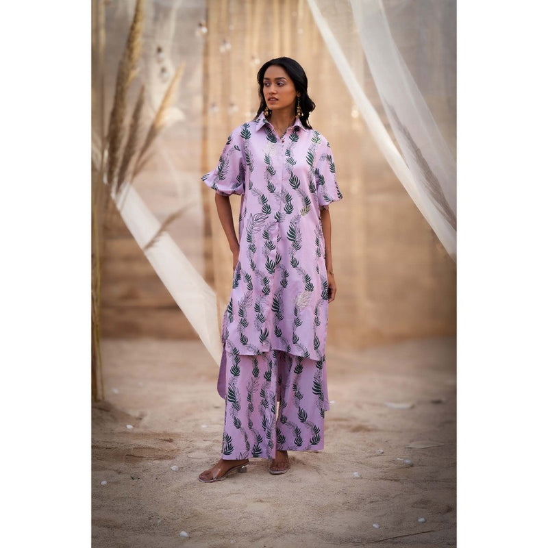 Charkhee Lavender Hi Lo Printed Co-Ord (Set of 2)