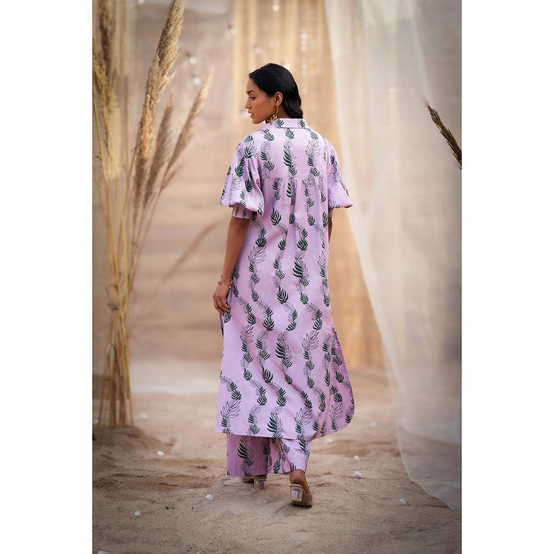Charkhee Lavender Hi Lo Printed Co-Ord (Set of 2)