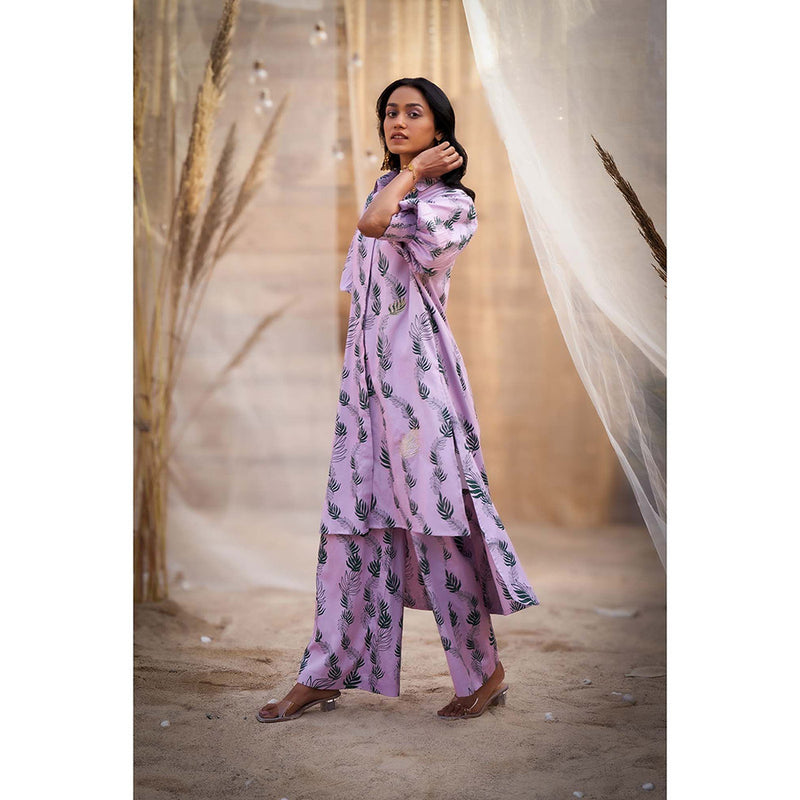 Charkhee Lavender Hi Lo Printed Co-Ord (Set of 2)