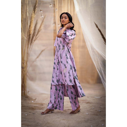 Charkhee Lavender Hi Lo Printed Co-Ord (Set of 2)