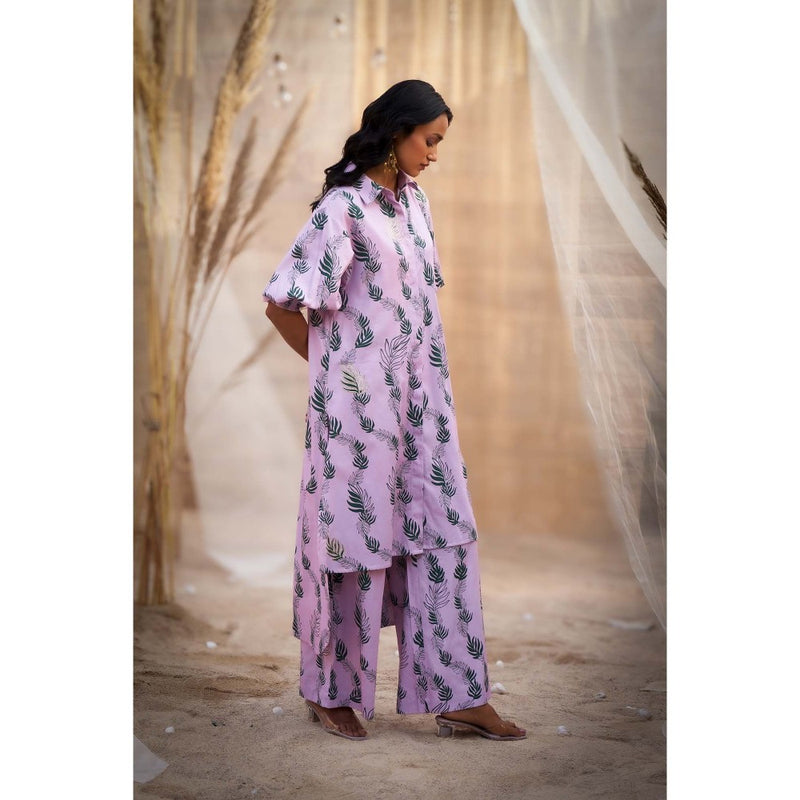 Charkhee Lavender Hi Lo Printed Co-Ord (Set of 2)