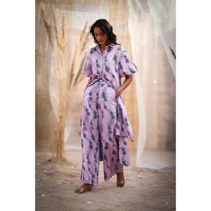Charkhee Lavender Hi Lo Printed Co-Ord (Set of 2)
