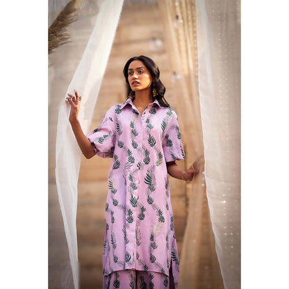 Charkhee Lavender Hi Lo Printed Co-Ord (Set of 2)