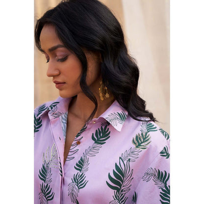 Charkhee Lavender Hi Lo Printed Co-Ord (Set of 2)