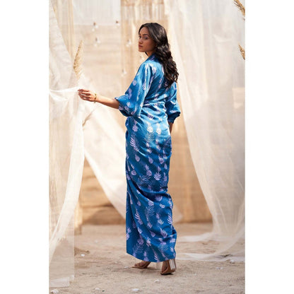 Charkhee Blue Drape Maxi Dress