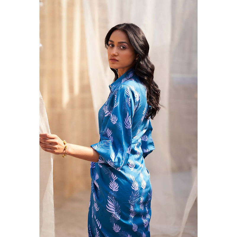 Charkhee Blue Drape Maxi Dress