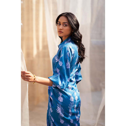Charkhee Blue Drape Maxi Dress