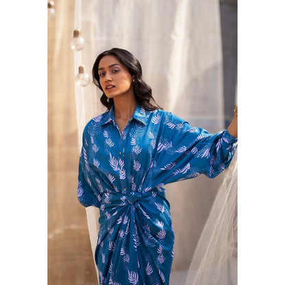 Charkhee Blue Drape Maxi Dress