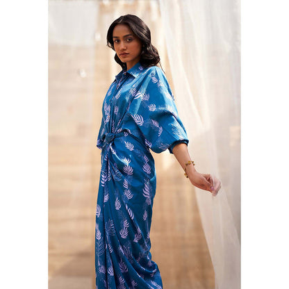 Charkhee Blue Drape Maxi Dress