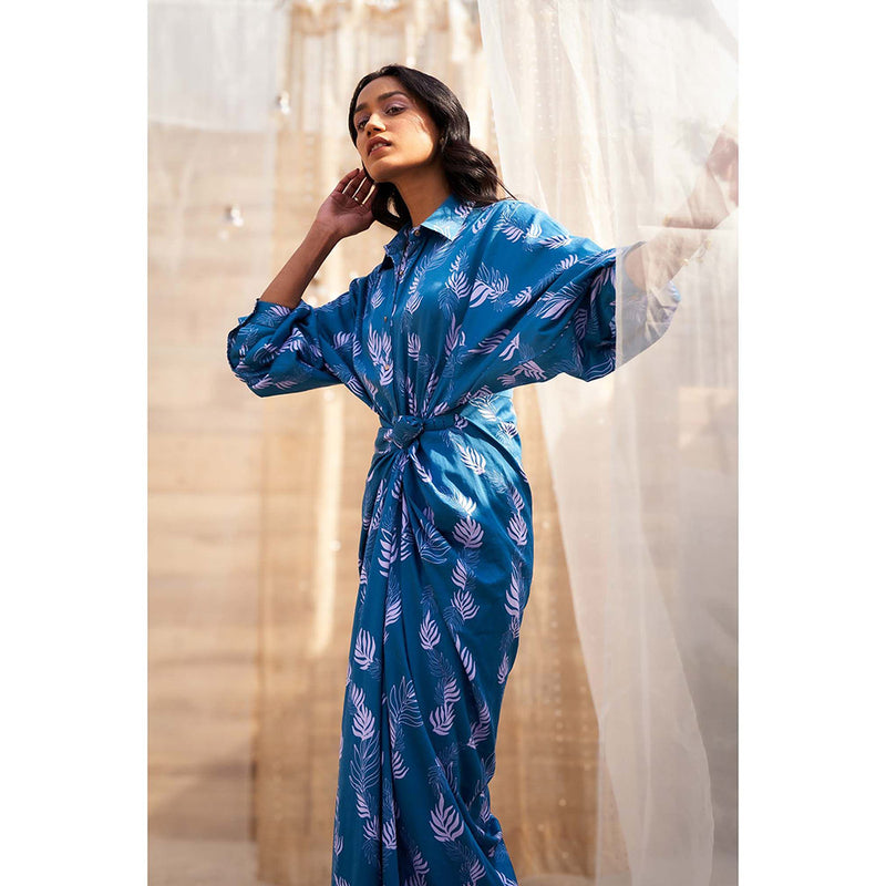 Charkhee Blue Drape Maxi Dress