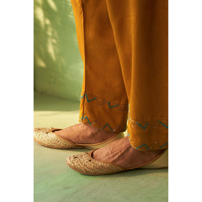 Charkhee Mustard Kinaara Short Kurti with Salwar and Dupatta