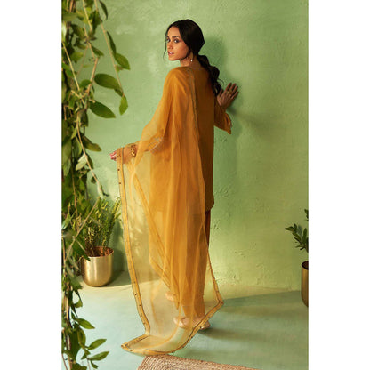 Charkhee Mustard Kinaara Short Kurti with Salwar and Dupatta