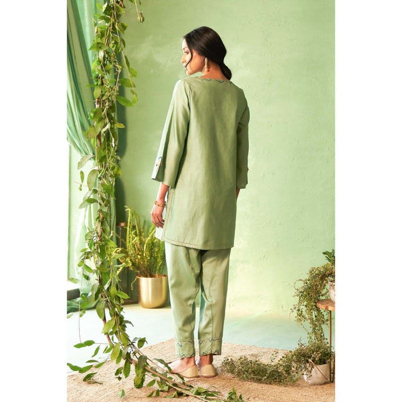 Charkhee Green Kinaara Short Kurti with Salwar and Dupatta
