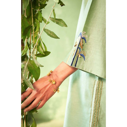 Charkhee Green Kinaara Short Kurti with Salwar and Dupatta