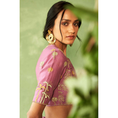 Charkhee Pink Kinaara Lehenga with Blouse and Dupatta