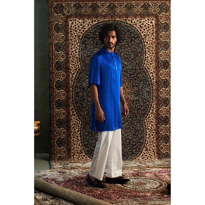 Charkhee Prarambh Blue Short Sleeve Kurta with Pyjama