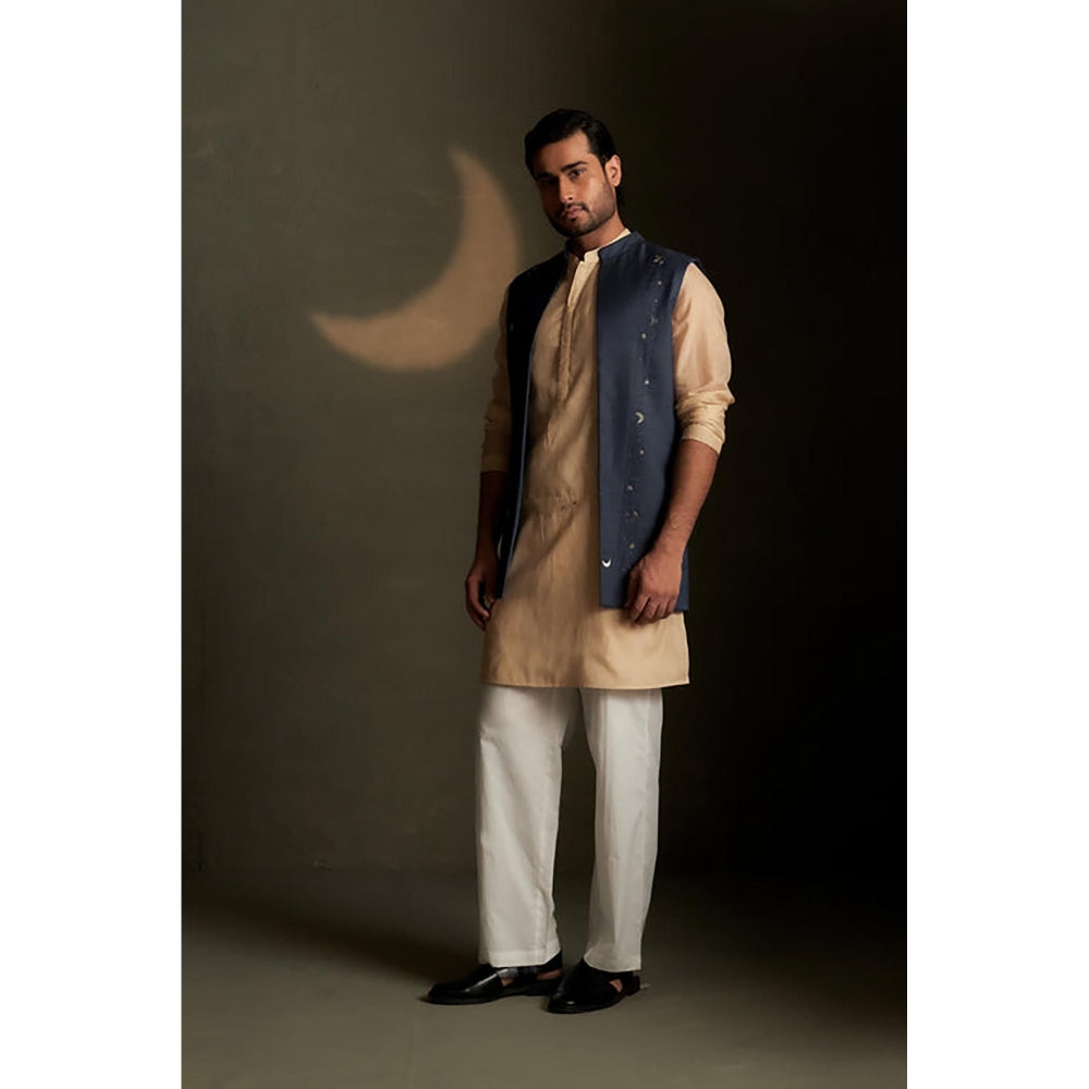 Charkhee Blue Kurta with Pyjama and Jacket