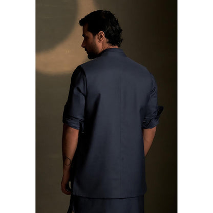 Charkhee Blue Kurta with Pyjama and Jacket