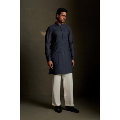 Charkhee Blue Dusk Long Kurta with Pyjama