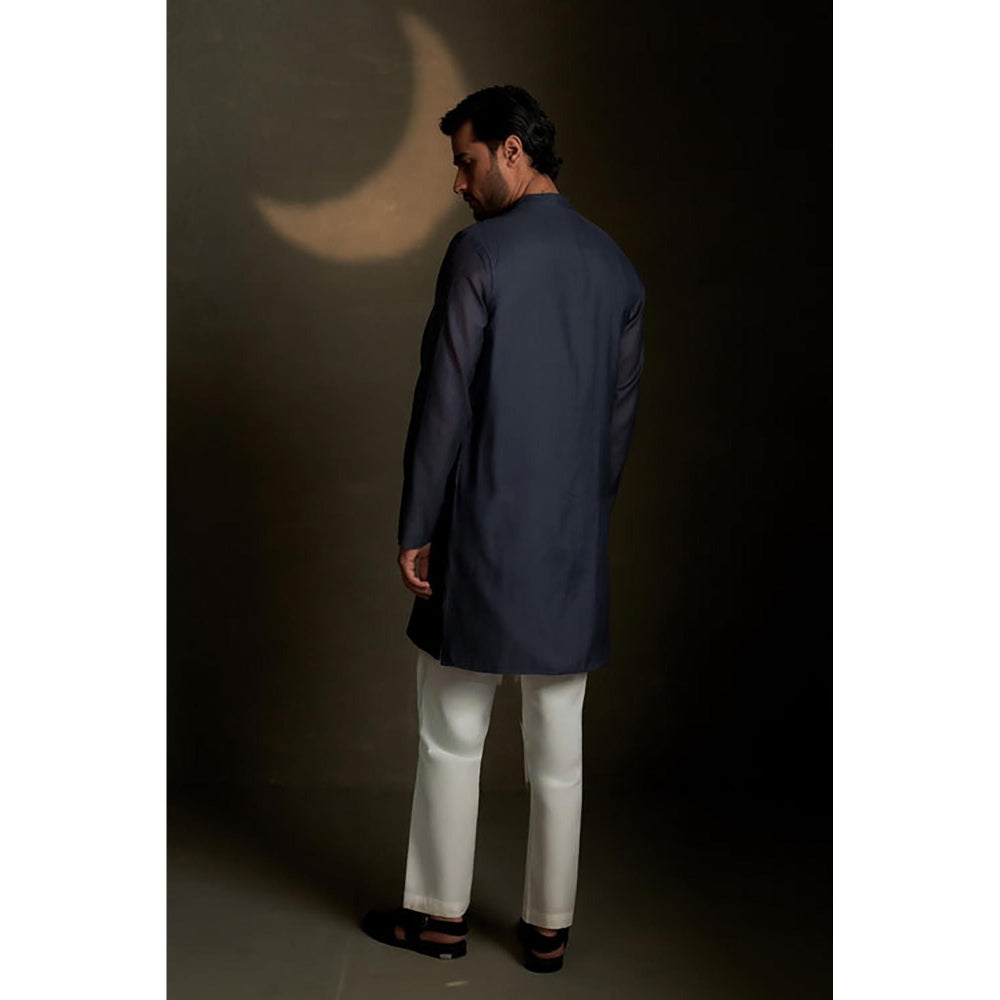 Charkhee Blue Dusk Long Kurta with Pyjama