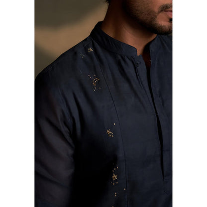 Charkhee Blue Dusk Long Kurta with Pyjama