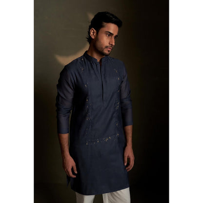 Charkhee Blue Dusk Long Kurta with Pyjama