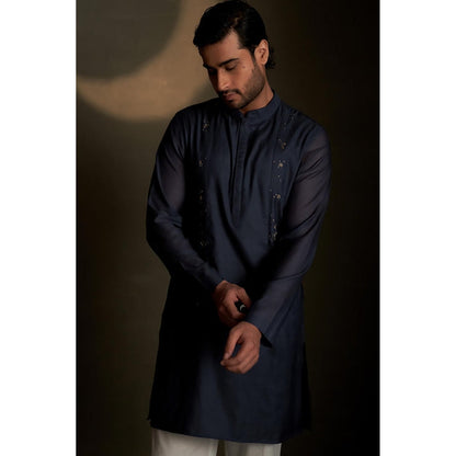 Charkhee Blue Dusk Long Kurta with Pyjama