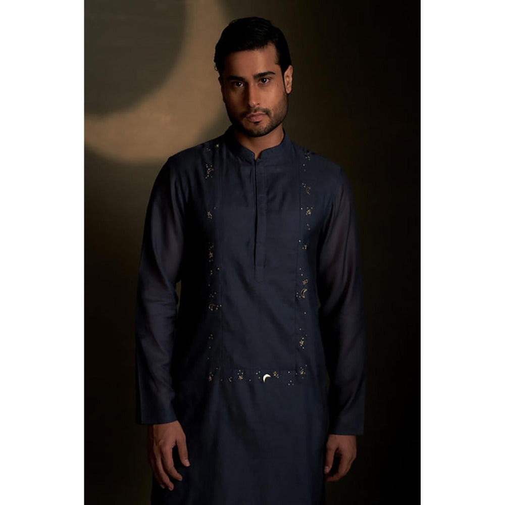 Charkhee Blue Dusk Long Kurta with Pyjama