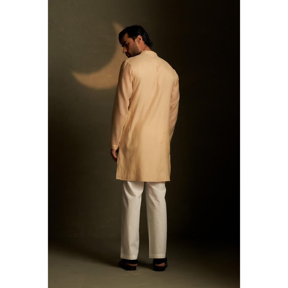 Charkhee Golden Beige Long Kurta with Pyjama