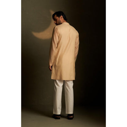 Charkhee Golden Beige Long Kurta with Pyjama