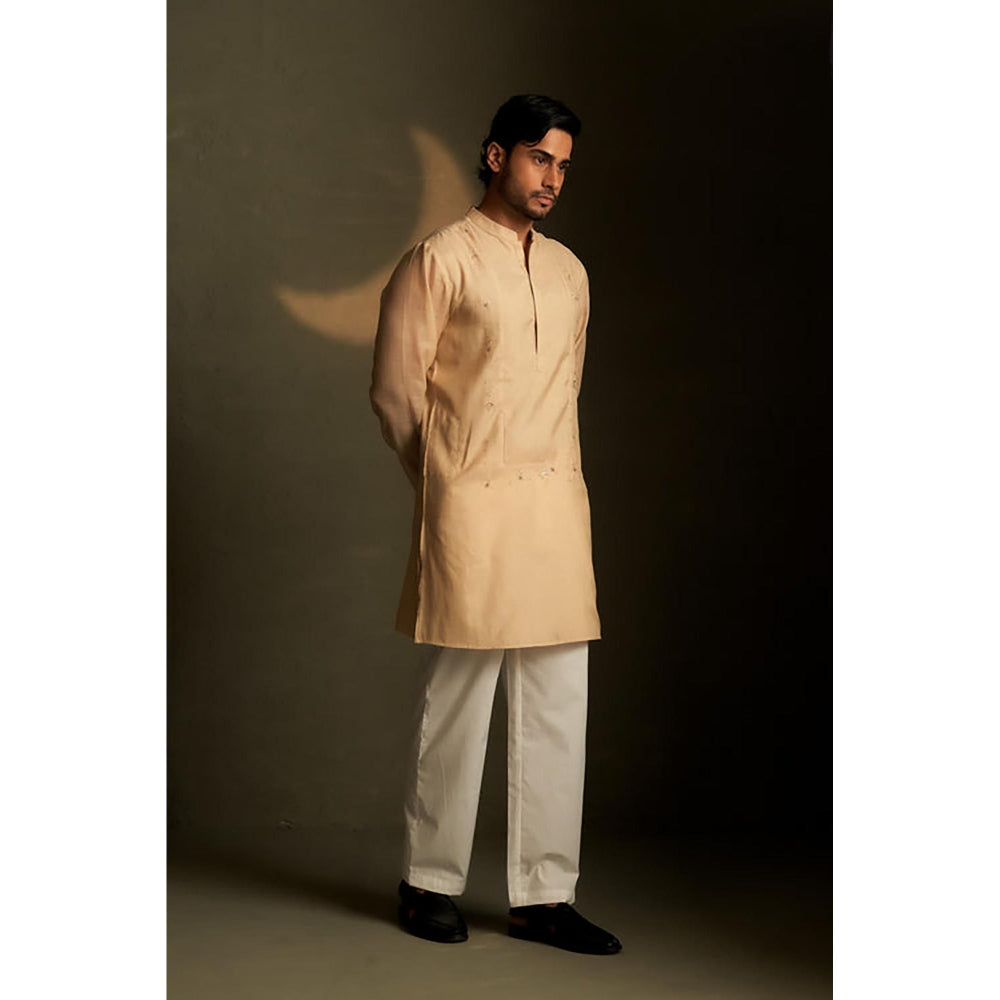 Charkhee Golden Beige Long Kurta with Pyjama