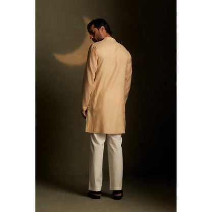 Charkhee Golden Beige Long Kurta with Pyjama