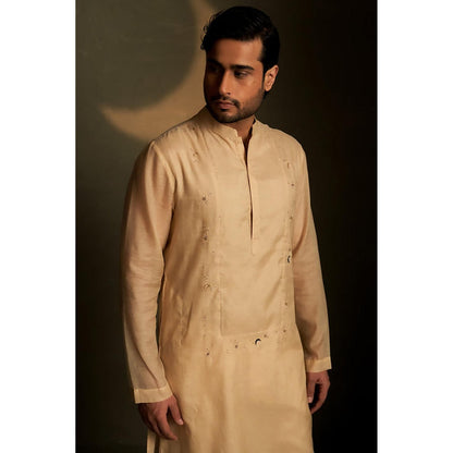Charkhee Golden Beige Long Kurta with Pyjama