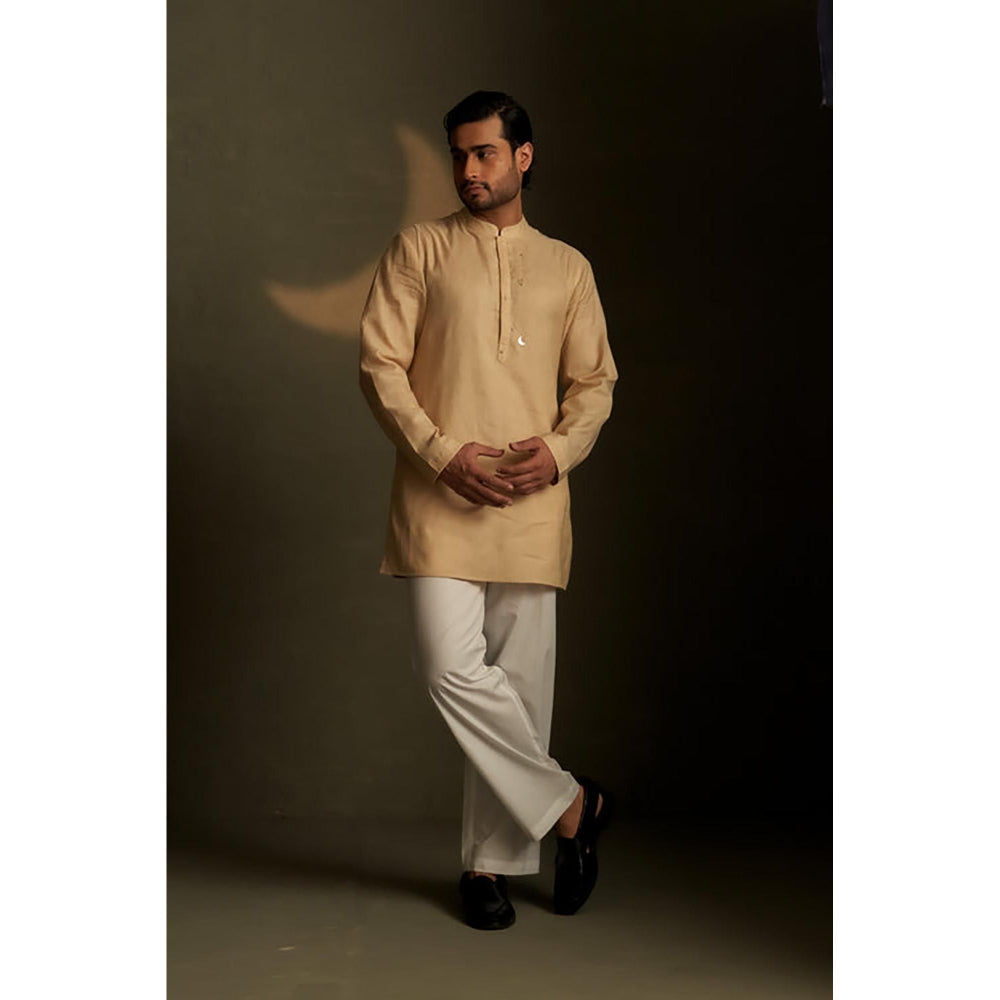 Charkhee Golden Beige Short Kurta with Pyjama