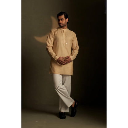 Charkhee Golden Beige Short Kurta with Pyjama