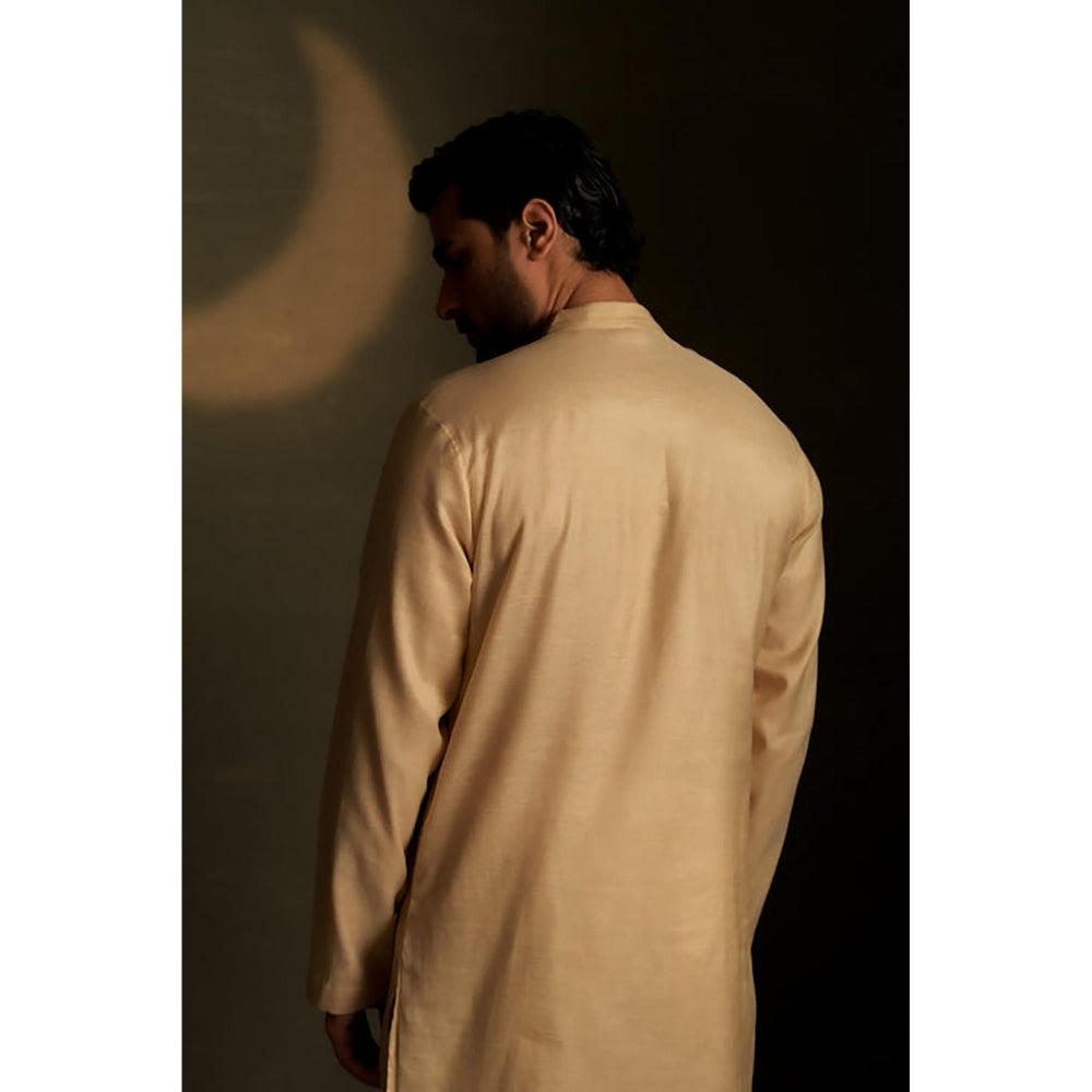 Charkhee Golden Beige Short Kurta with Pyjama