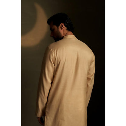 Charkhee Golden Beige Short Kurta with Pyjama