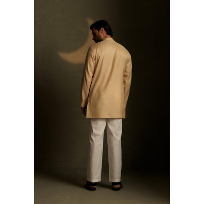 Charkhee Golden Beige Short Kurta with Pyjama